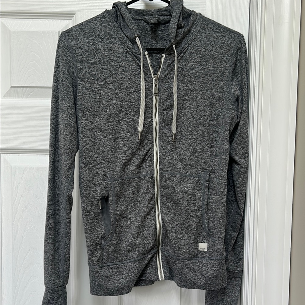 Vuori Heather Gray Zip Hoodie.